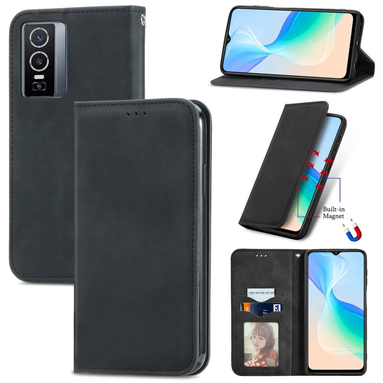 For vivo Y76 5G Retro Skin Feel Magnetic Horizontal Flip Leather Phone Case