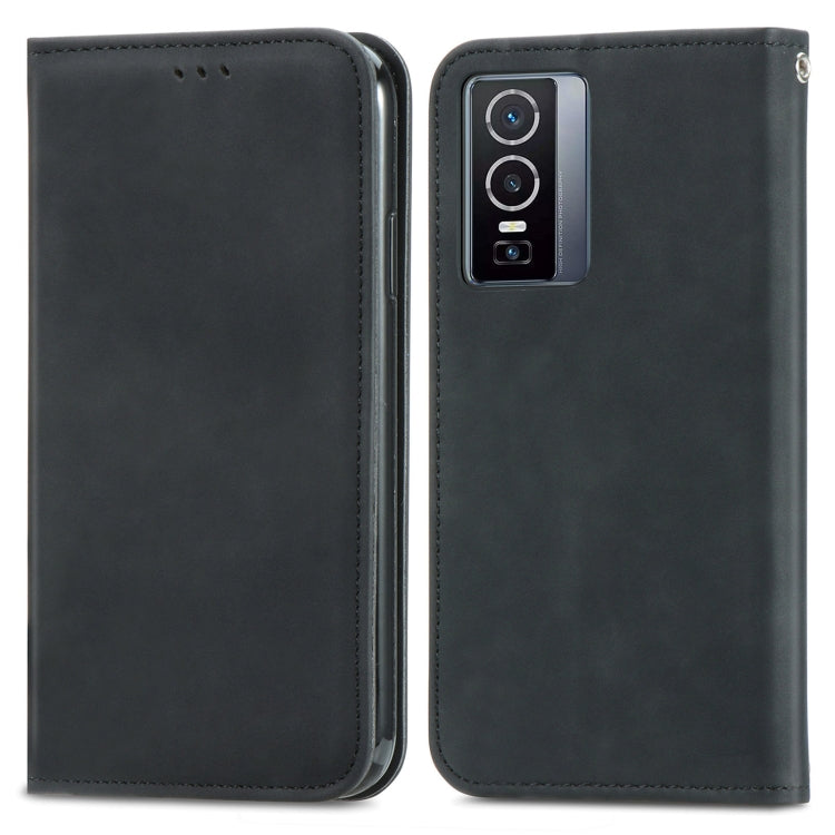 For vivo Y76 5G Retro Skin Feel Magnetic Horizontal Flip Leather Phone Case
