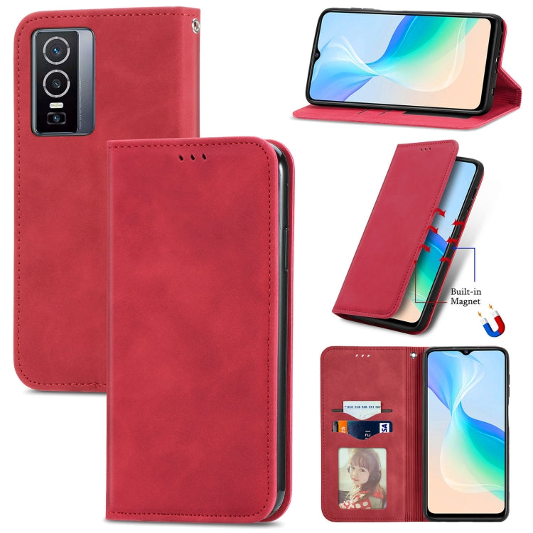 For vivo Y76 5G Retro Skin Feel Magnetic Horizontal Flip Leather Phone Case