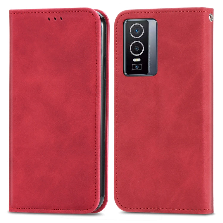 For vivo Y76 5G Retro Skin Feel Magnetic Horizontal Flip Leather Phone Case