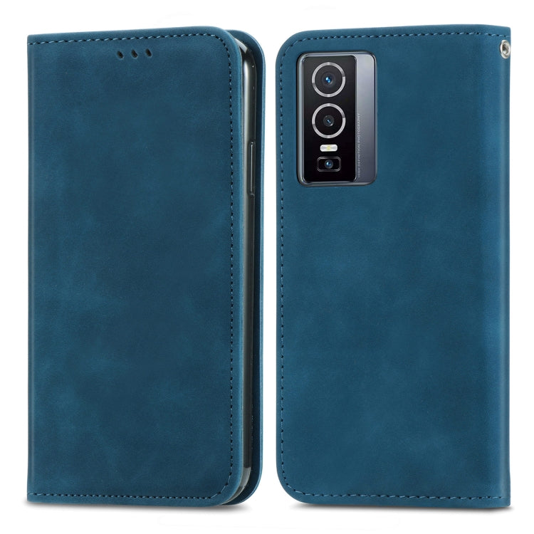 For vivo Y76 5G Retro Skin Feel Magnetic Horizontal Flip Leather Phone Case