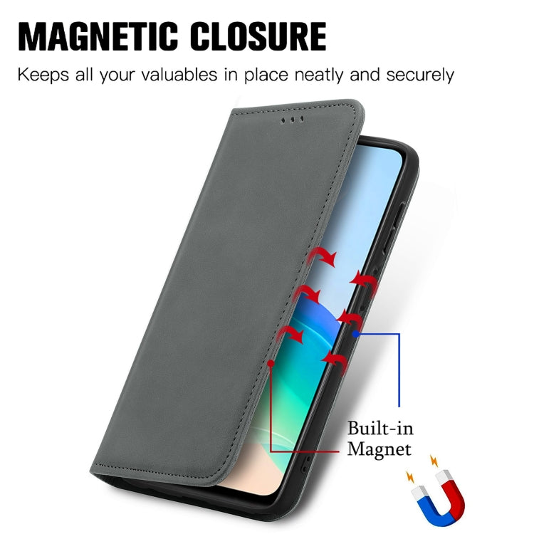 For vivo Y76 5G Retro Skin Feel Magnetic Horizontal Flip Leather Phone Case
