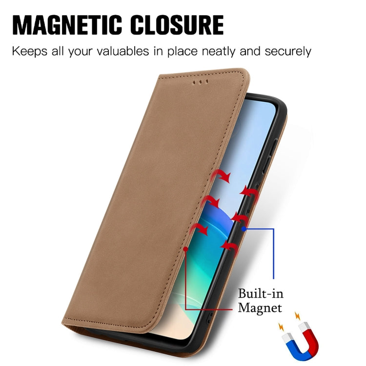 For vivo Y76 5G Retro Skin Feel Magnetic Horizontal Flip Leather Phone Case