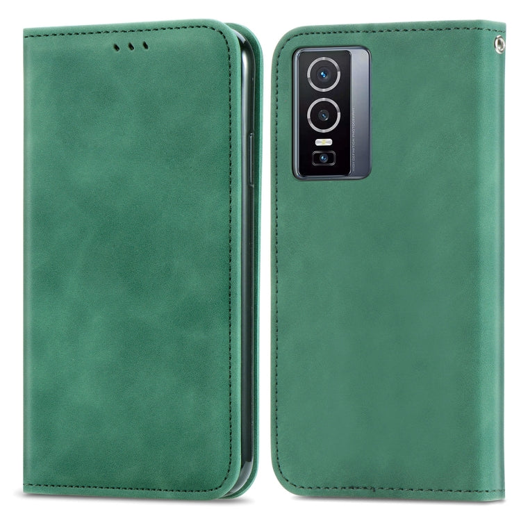 For vivo Y76 5G Retro Skin Feel Magnetic Horizontal Flip Leather Phone Case