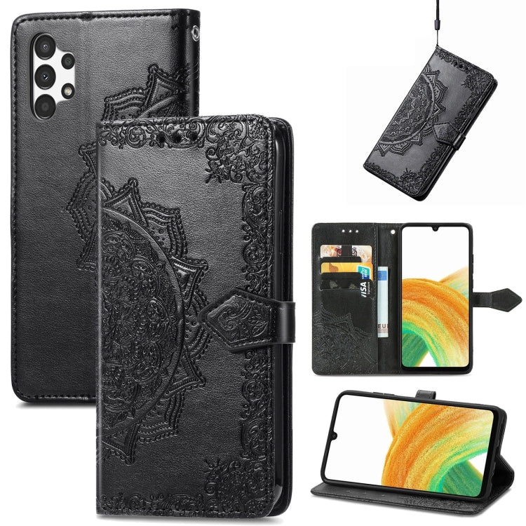 For Samsung Galaxy A13 4G Mandala Flower Embossed Leather Phone Case