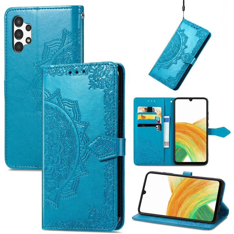 For Samsung Galaxy A13 4G Mandala Flower Embossed Leather Phone Case