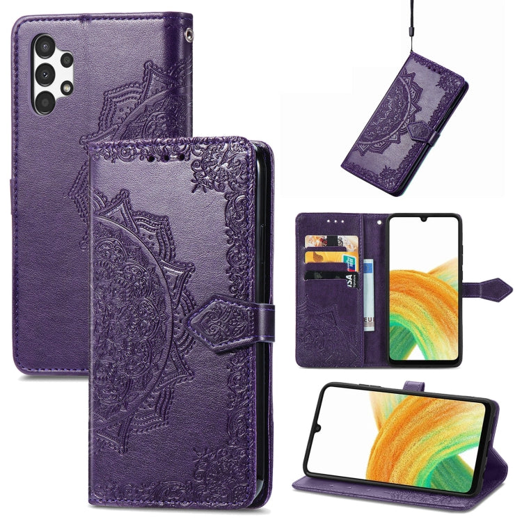 For Samsung Galaxy A13 4G Mandala Flower Embossed Leather Phone Case