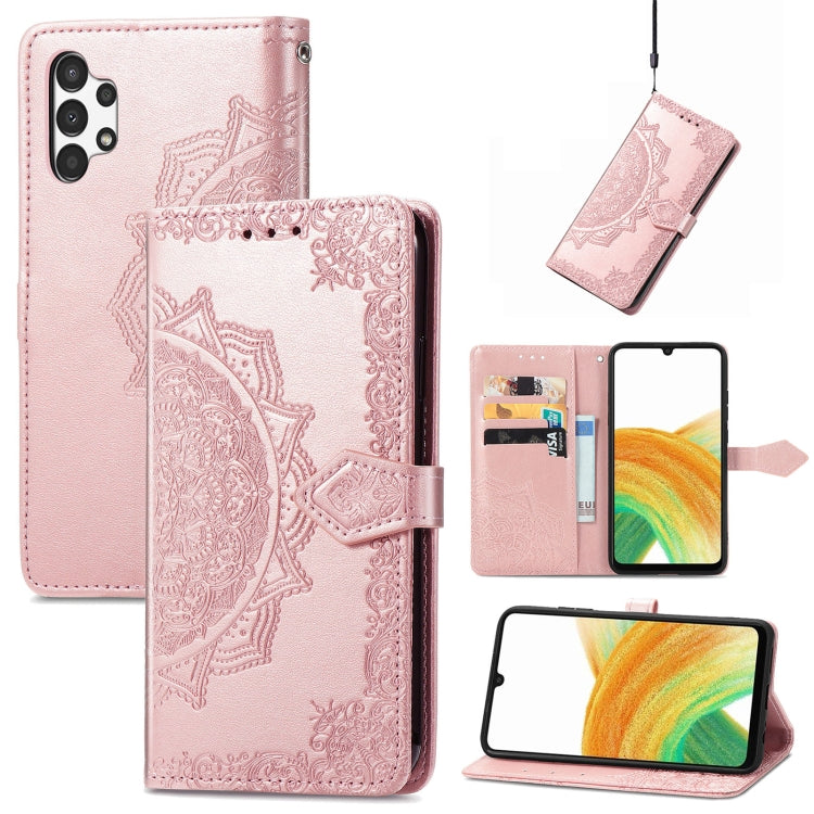 For Samsung Galaxy A13 4G Mandala Flower Embossed Leather Phone Case