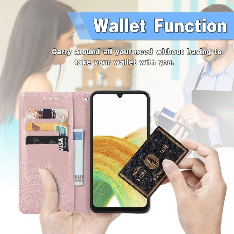 For Samsung Galaxy A13 4G Mandala Flower Embossed Leather Phone Case