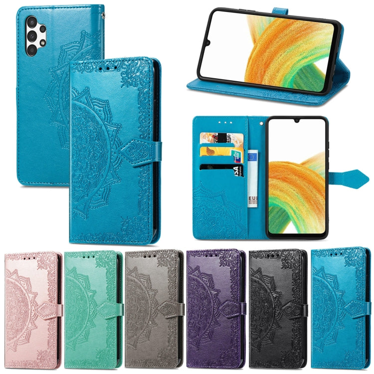 For Samsung Galaxy A13 4G Mandala Flower Embossed Leather Phone Case