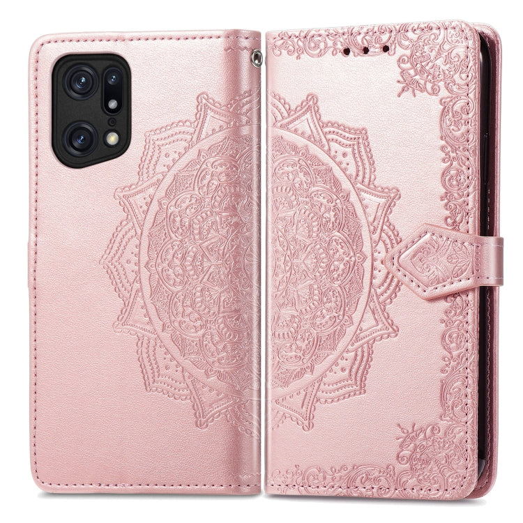 For OPPO Find X5 Pro Mandala Flower Embossed Flip Leather Phone Case