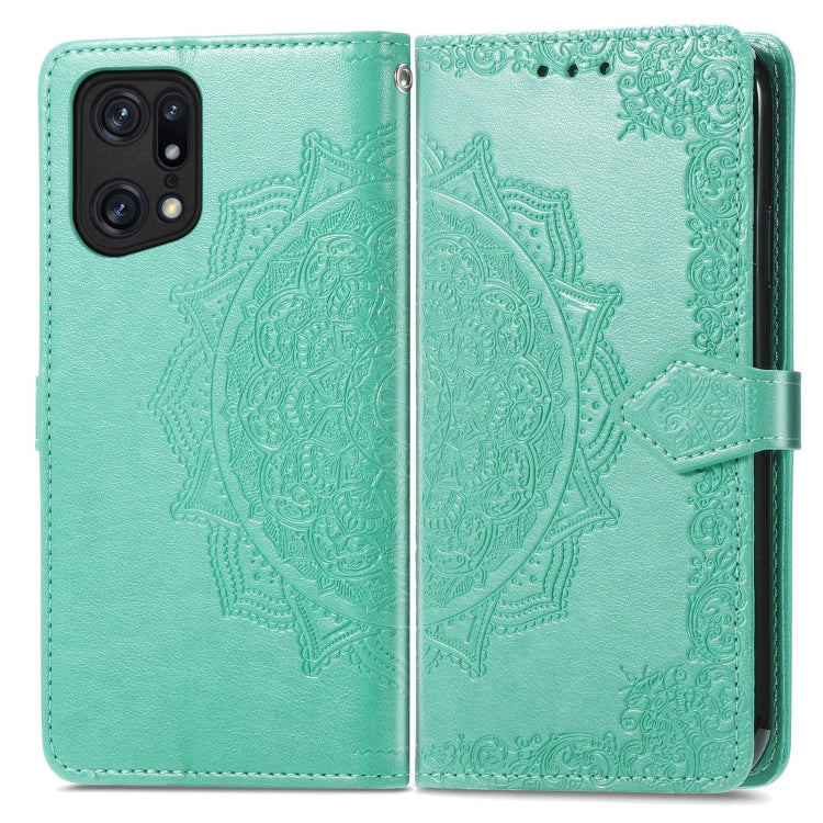 For OPPO Find X5 Pro Mandala Flower Embossed Flip Leather Phone Case