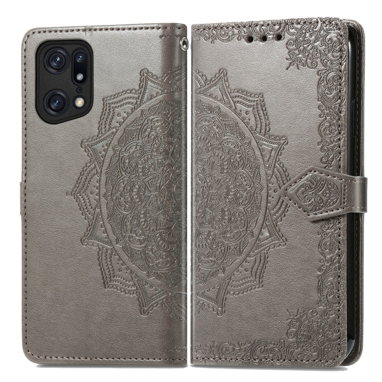 For OPPO Find X5 Pro Mandala Flower Embossed Flip Leather Phone Case