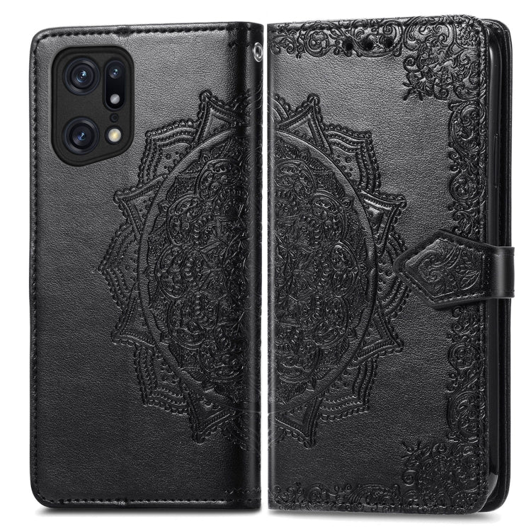 For OPPO Find X5 Mandala Flower Embossed Flip Leather Phone Case