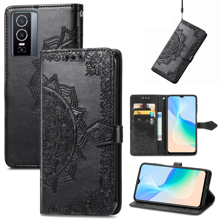 For vivo Y76 5G Mandala Flower Embossed Flip Leather Phone Case