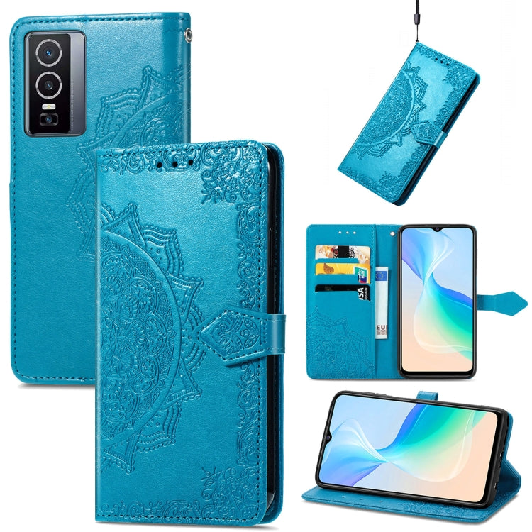 For vivo Y76 5G Mandala Flower Embossed Flip Leather Phone Case