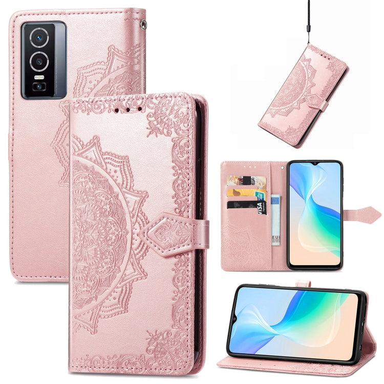 For vivo Y76 5G Mandala Flower Embossed Flip Leather Phone Case