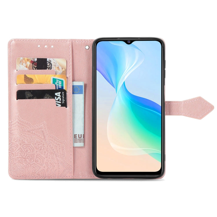 For vivo Y76 5G Mandala Flower Embossed Flip Leather Phone Case