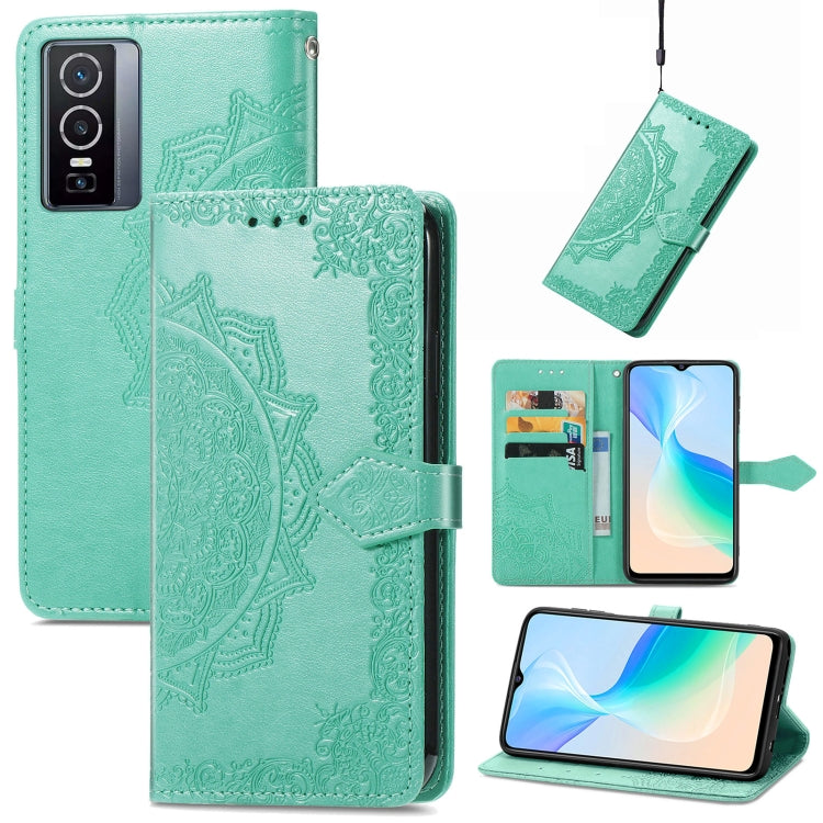 For vivo Y76 5G Mandala Flower Embossed Flip Leather Phone Case