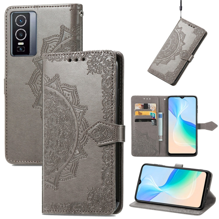 For vivo Y76 5G Mandala Flower Embossed Flip Leather Phone Case