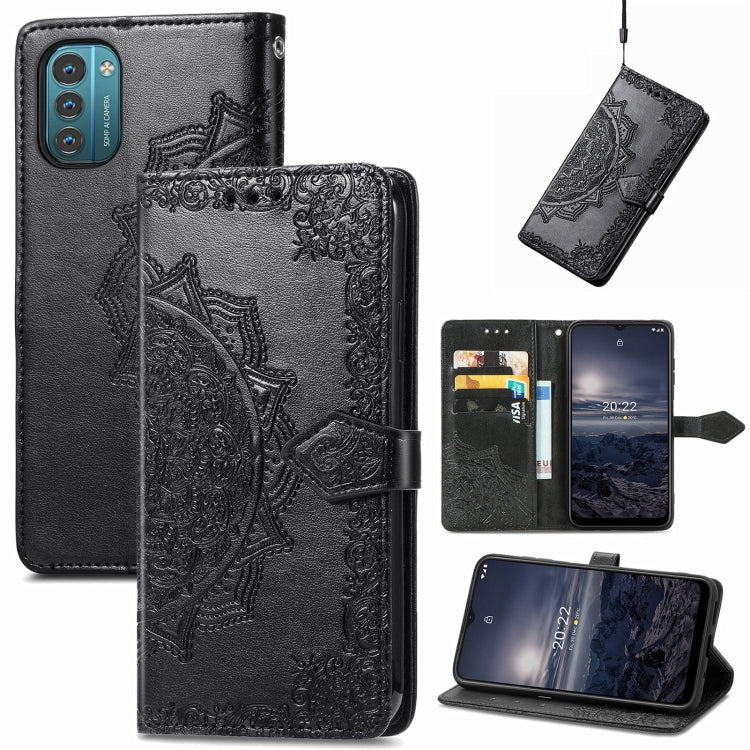 For Nokia G21 Mandala Flower Embossed Flip Leather Phone Case