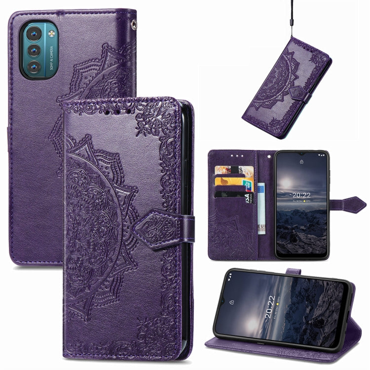 For Nokia G21 Mandala Flower Embossed Flip Leather Phone Case