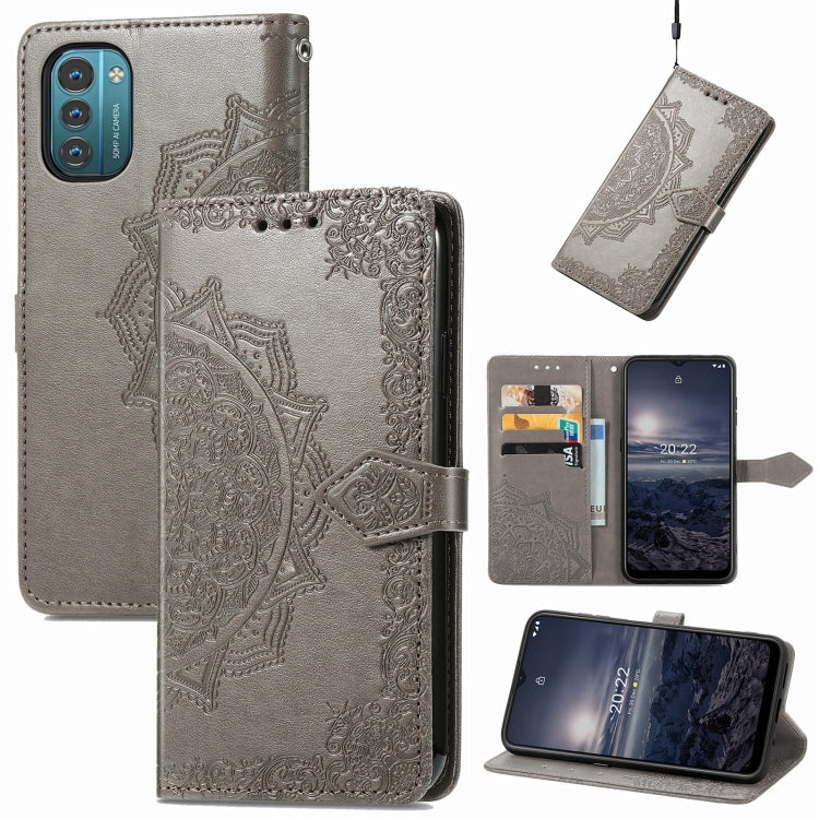 For Nokia G21 Mandala Flower Embossed Flip Leather Phone Case