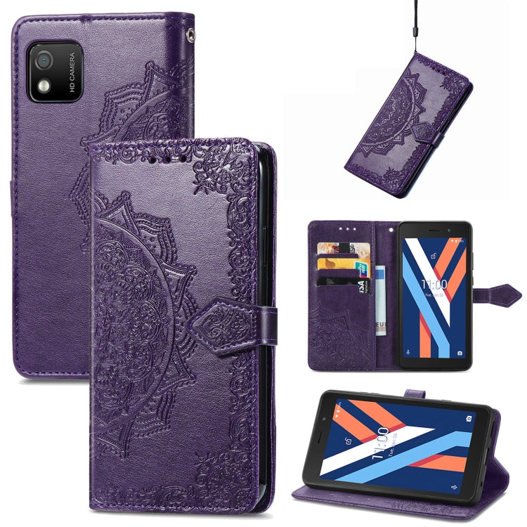 For Wiko Y52 Mandala Flower Embossed Flip Leather Phone Case