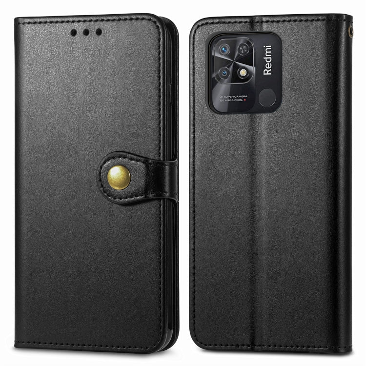 For Xiaomi Redmi 10C Retro Solid Color Buckle Leather Phone Case