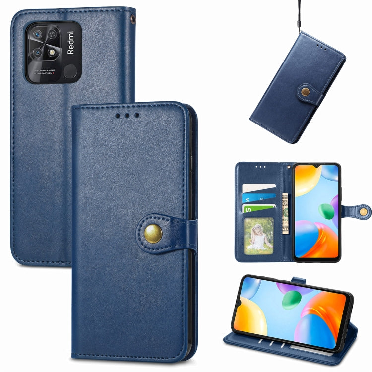 For Xiaomi Redmi 10C Retro Solid Color Buckle Leather Phone Case
