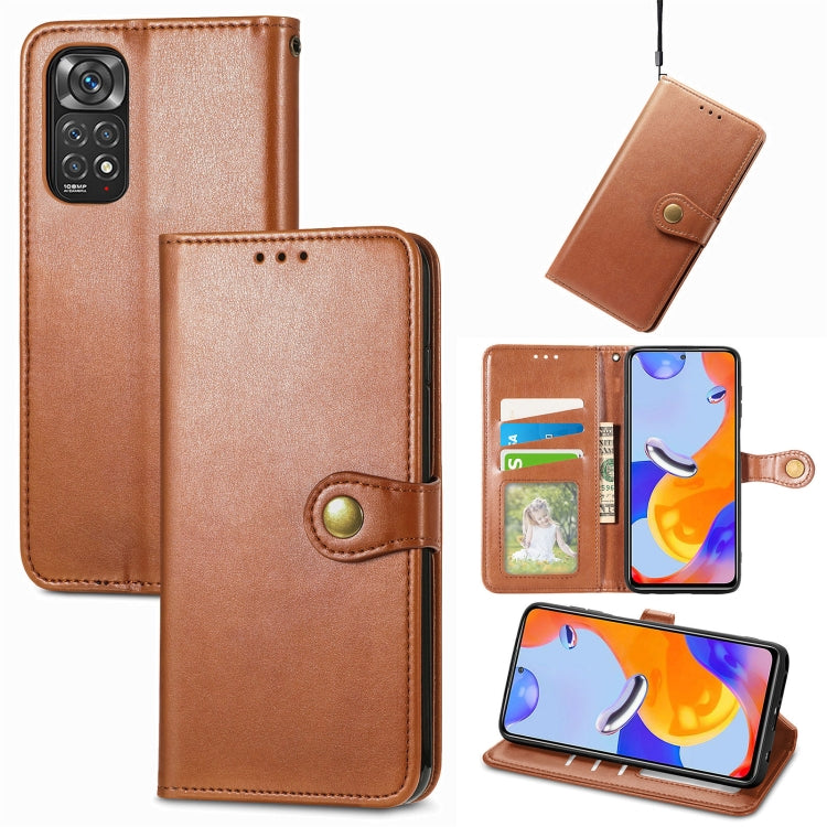 For Xiaomi Redmi Note 11 Pro 4G Global  Retro Solid Color Buckle Leather Phone Case