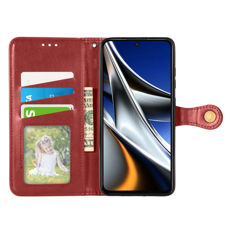 For Xiaomi Poco X4 Pro 5G Retro Solid Color Buckle Leather Phone Case