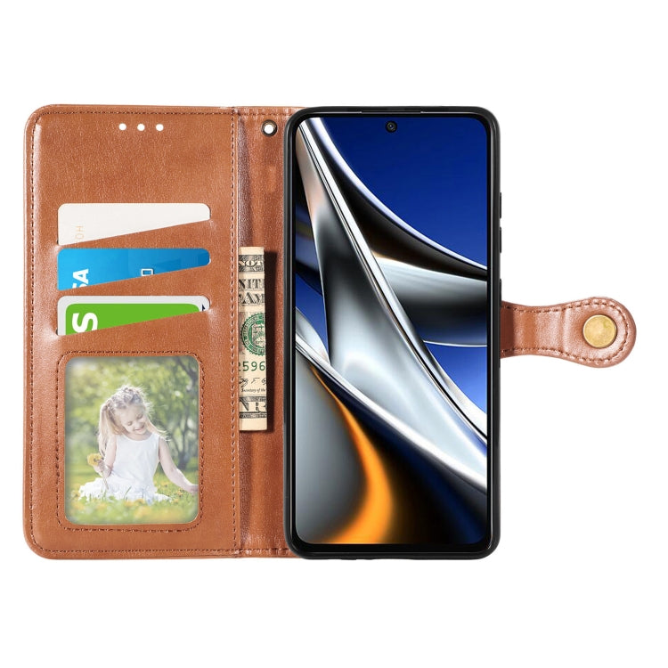 For Xiaomi Poco X4 Pro 5G Retro Solid Color Buckle Leather Phone Case