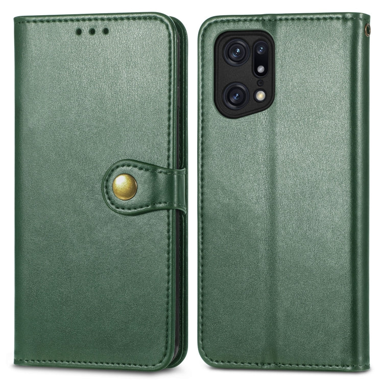 For OPPO Find X5 Pro Retro Solid Color Buckle Leather Phone Case