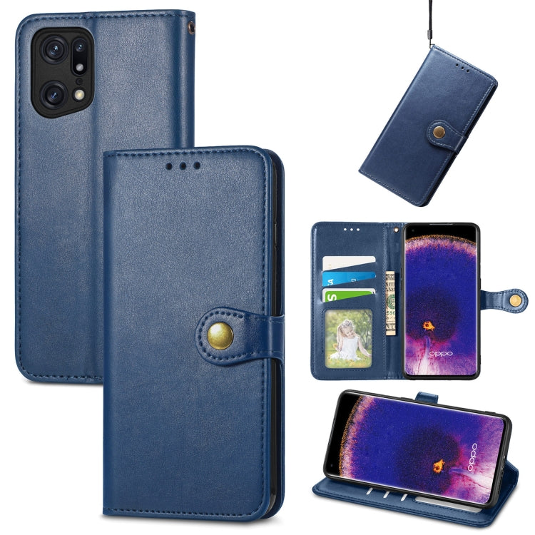 For OPPO Find X5 Pro Retro Solid Color Buckle Leather Phone Case