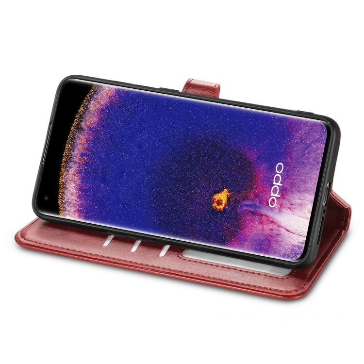 For OPPO Find X5 Pro Retro Solid Color Buckle Leather Phone Case