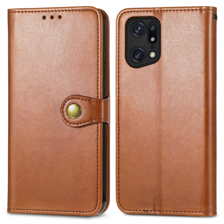 For OPPO Find X5 Pro Retro Solid Color Buckle Leather Phone Case