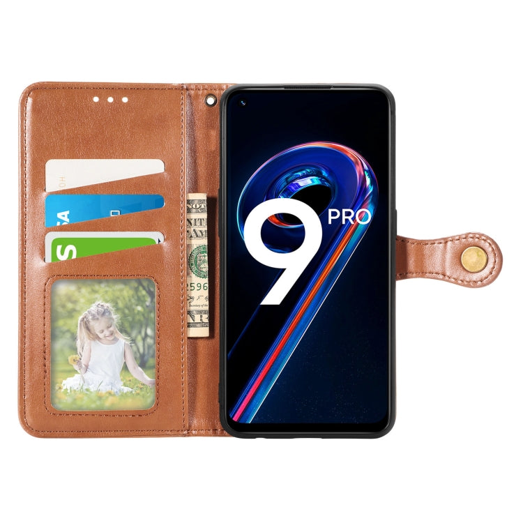 For OPPO Realme 9 Pro Retro Solid Color Buckle Leather Phone Case