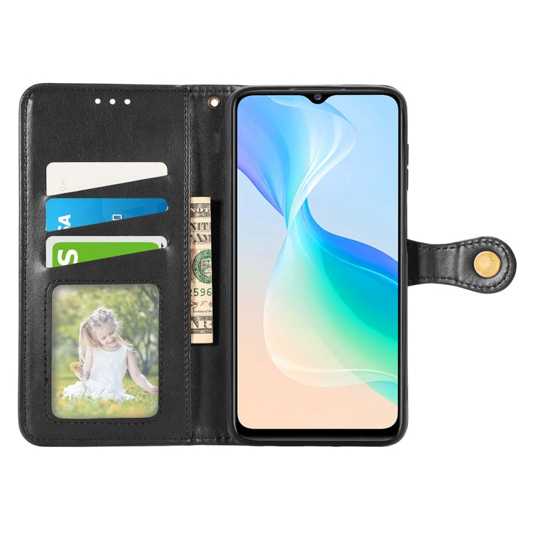 For vivo Y76 5G Retro Solid Color Buckle Leather Phone Case