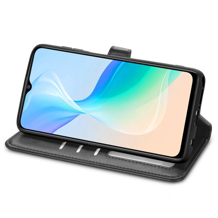 For vivo Y76 5G Retro Solid Color Buckle Leather Phone Case