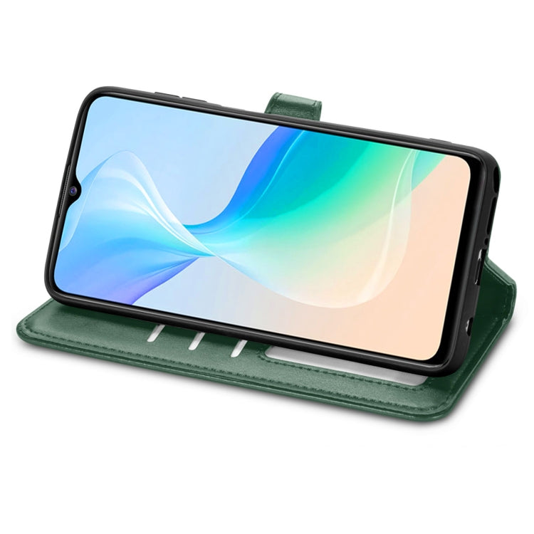 For vivo Y76 5G Retro Solid Color Buckle Leather Phone Case