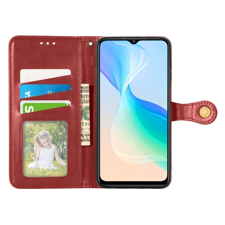 For vivo Y76 5G Retro Solid Color Buckle Leather Phone Case
