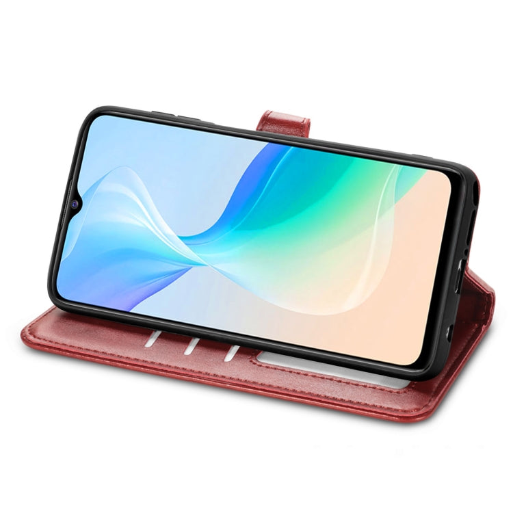 For vivo Y76 5G Retro Solid Color Buckle Leather Phone Case