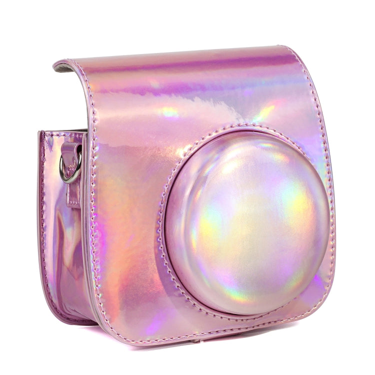Aurora Oil Paint Full Body Camera PU Leather Case Bag with Strap for FUJIFILM instax mini 9 / mini 8+ / mini 8(Rose Gold)