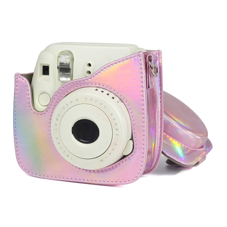 Aurora Oil Paint Full Body Camera PU Leather Case Bag with Strap for FUJIFILM instax mini 9 / mini 8+ / mini 8(Rose Gold)