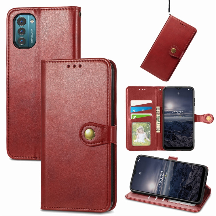 For Nokia G21 Retro Solid Color Buckle Leather Phone Case