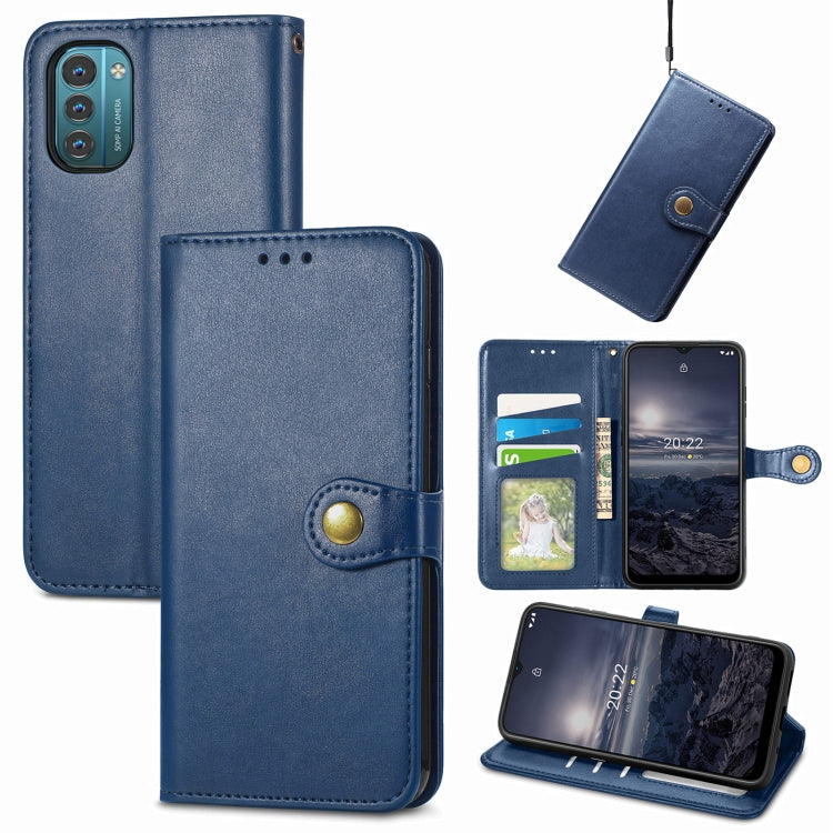 For Nokia G21 Retro Solid Color Buckle Leather Phone Case