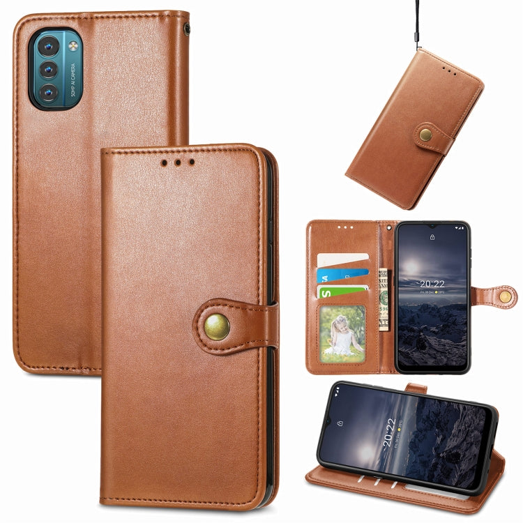 For Nokia G21 Retro Solid Color Buckle Leather Phone Case