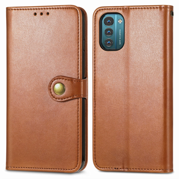 For Nokia G21 Retro Solid Color Buckle Leather Phone Case