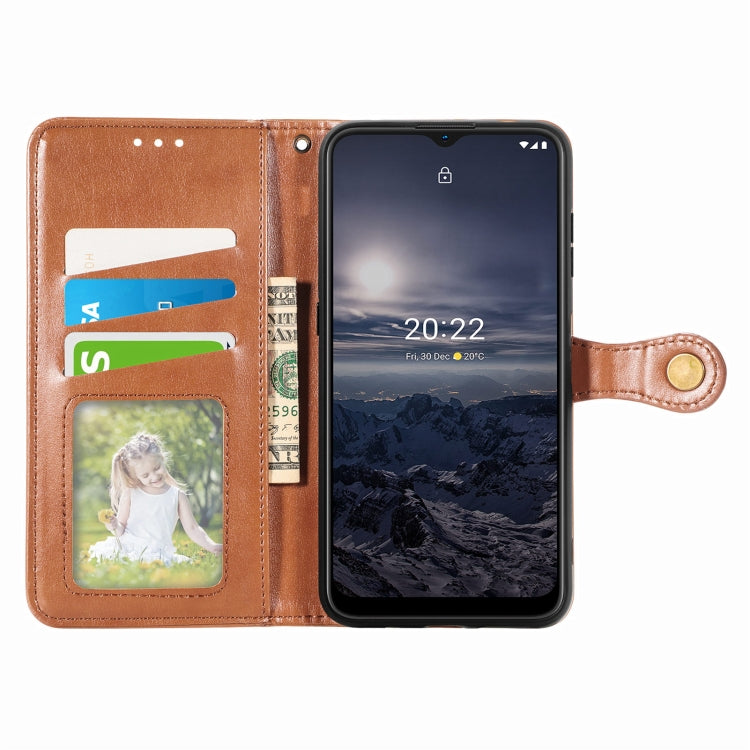 For Nokia G21 Retro Solid Color Buckle Leather Phone Case